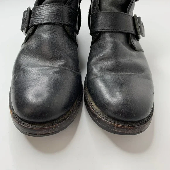 Frye Natalie Triple Buckle Ankle Short Boots Black Booties Womens 8 - Picture 4 of 16